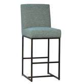 Orila Sea Green Fabric and Black Powder Coated Frame Barstool